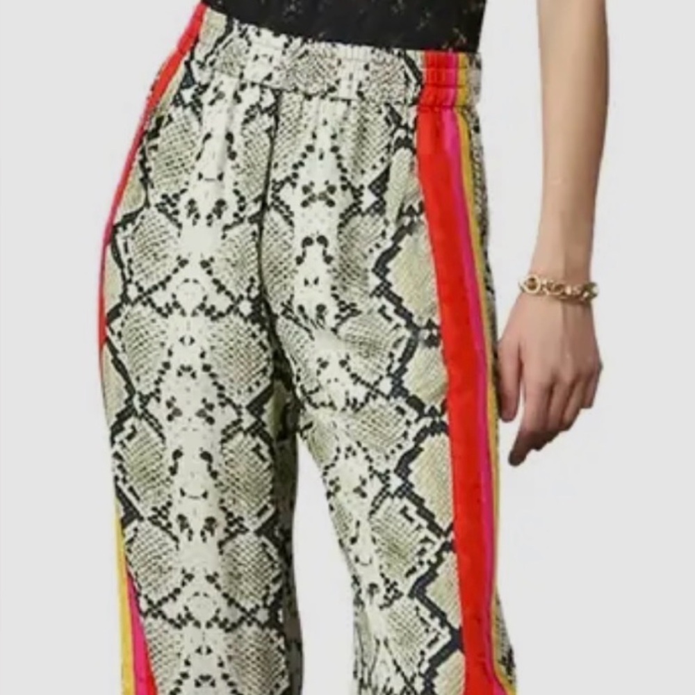 Kyle Richards Snake Print Joggers with Red and Pink Accents
